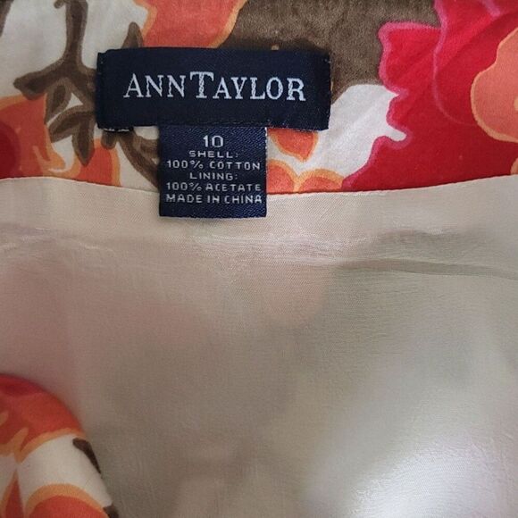 Ann Taylor Pink and Red Floral A-line Skirt Size 10 - Picture 5 of 7